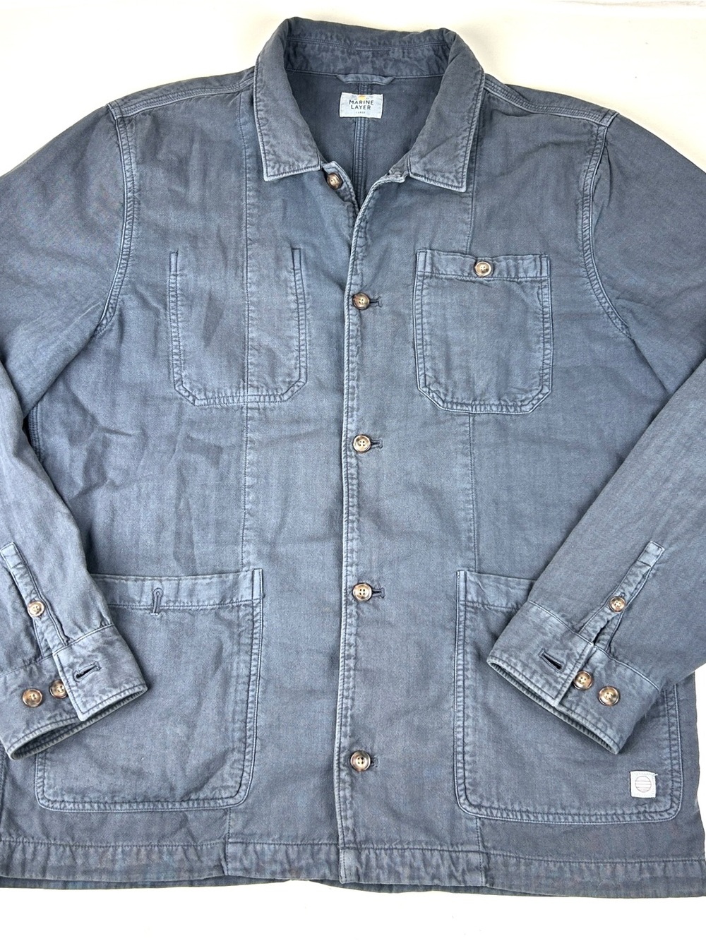Marine Layer Jacket Mens Large Blue Button Up Cotton Casual Barn Chore